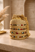 Ethnic Gold Potli Bag | Luxurious Wedding & Festive Drawstring Clutch