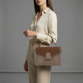 Taupe & Brown Structured Top-Handle Sling Bag for Women | Elegant Everyday Handbag