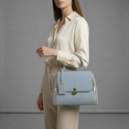 Sky Blue Structured Top-Handle Bag for Women | Elegant Everyday Handbag