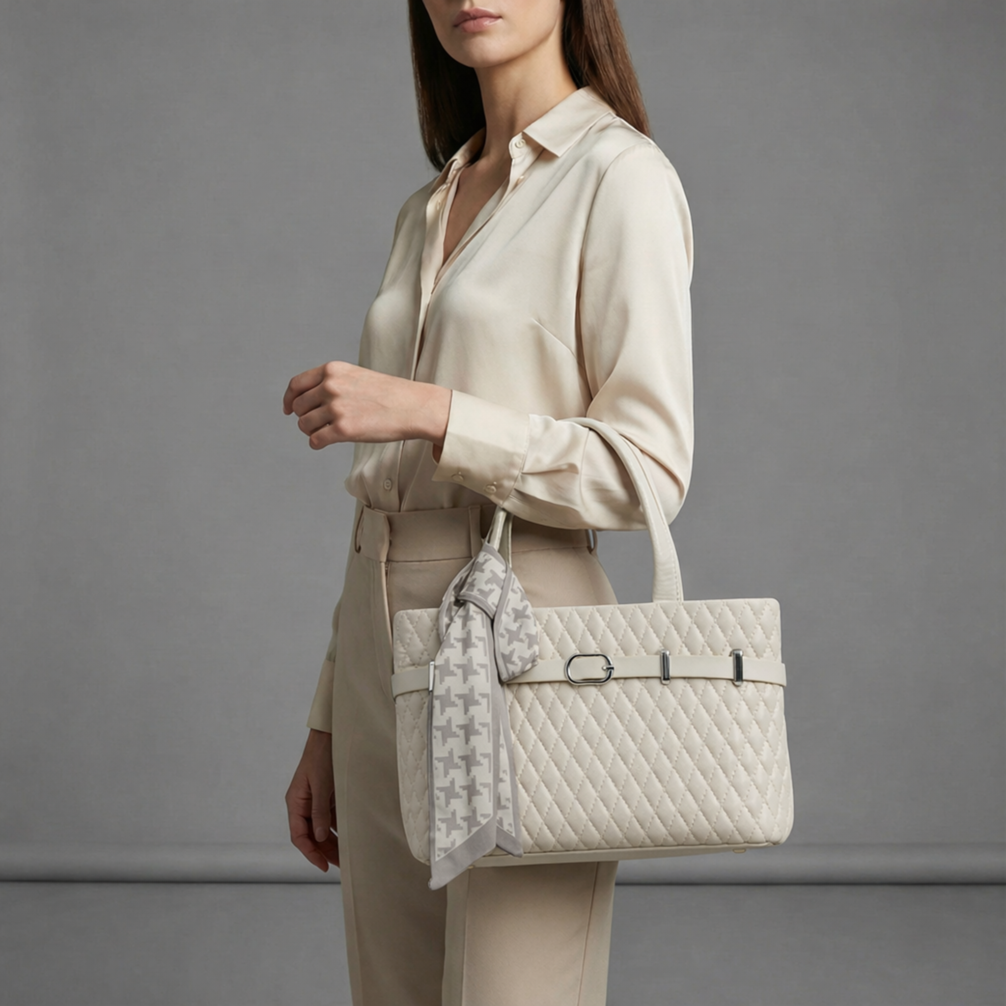 Blush Quilted Party Bag- Pure White