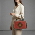 Crimson Red Artisanal Top-Handle Bag with Mandala Design