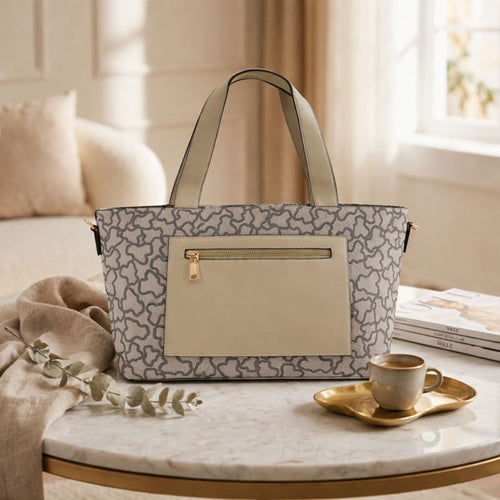 Compact and Grand Tote - Beige and Black