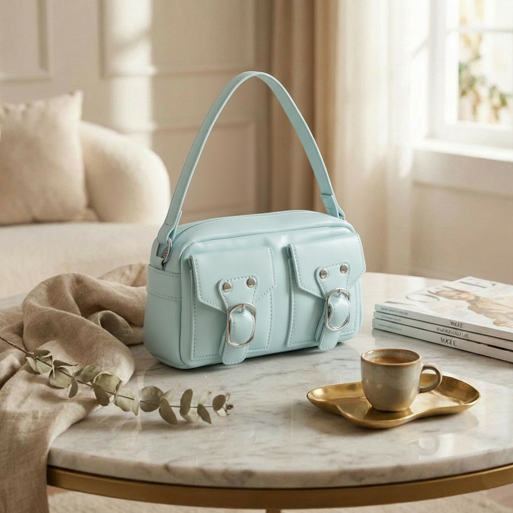 Urban Edge Structured Handbag - Ice Blue Edition