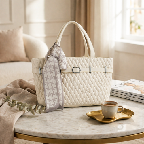 Blush Quilted Party Bag- Pure White