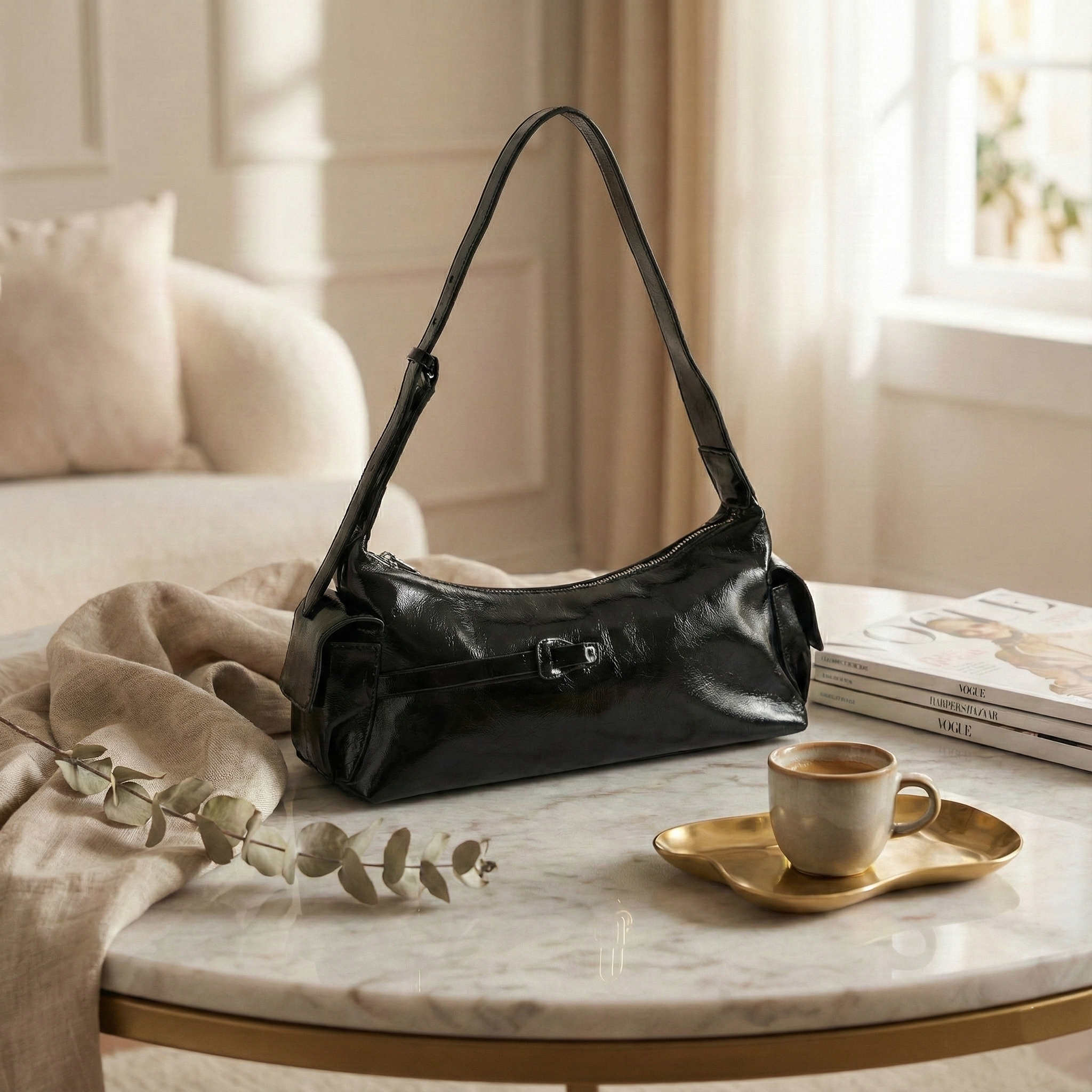 Sleek Black Shoulder Bag for Women | Minimal Everyday Elegance