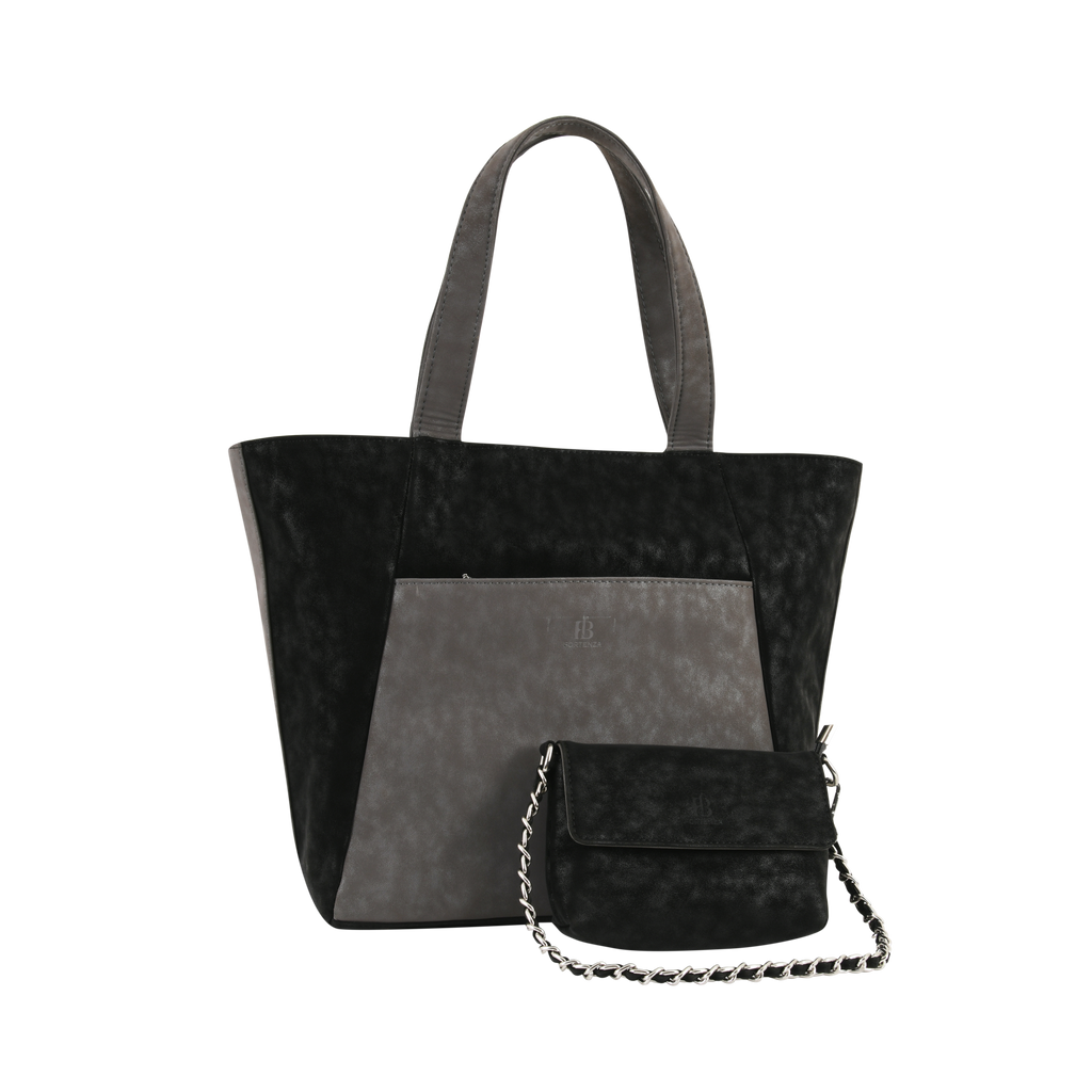 Dual Luxury Tote - Black and Grey