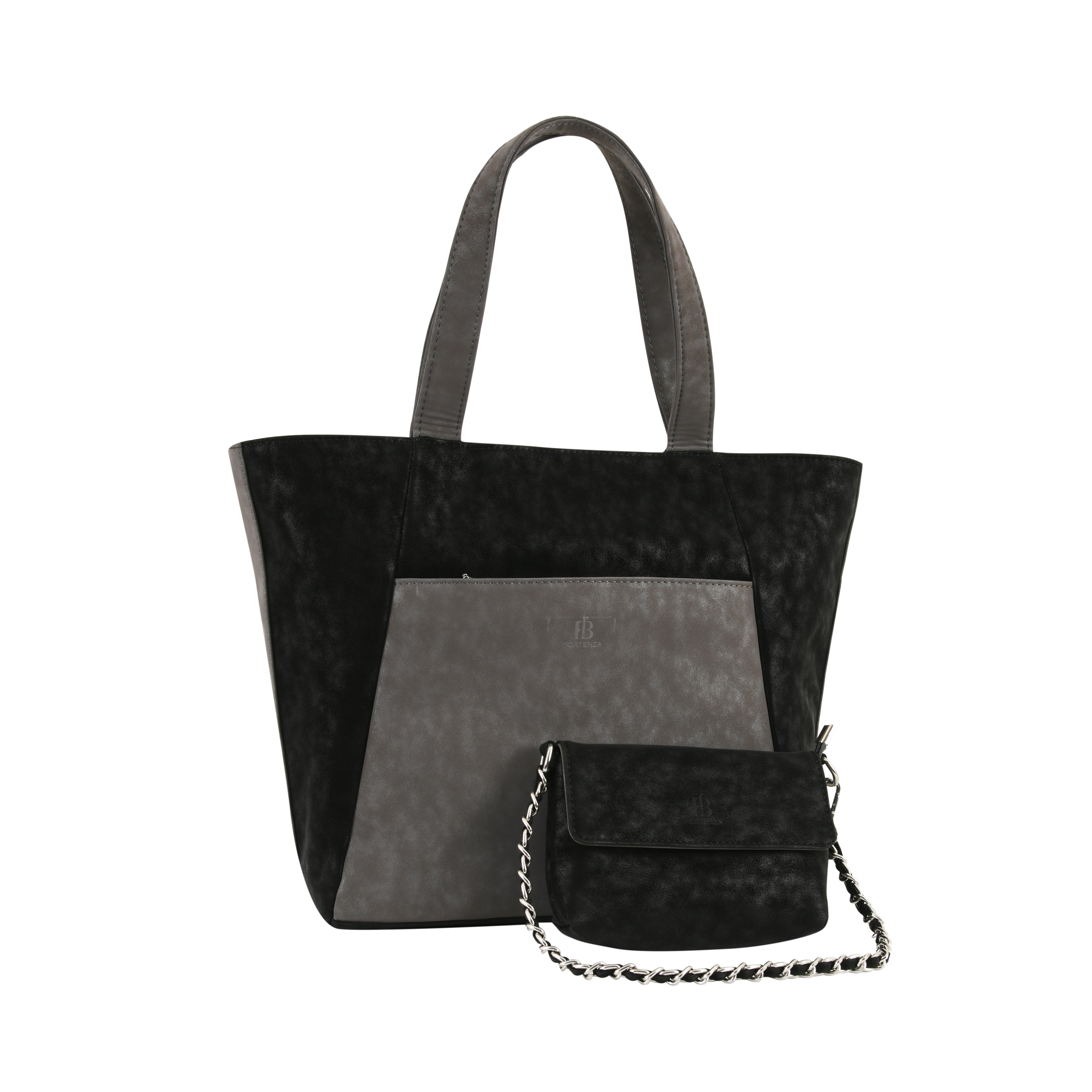 Dual Luxury Tote - Black and Grey