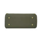 Olive Green Structured Top-Handle Handbag with Gold Hardware
