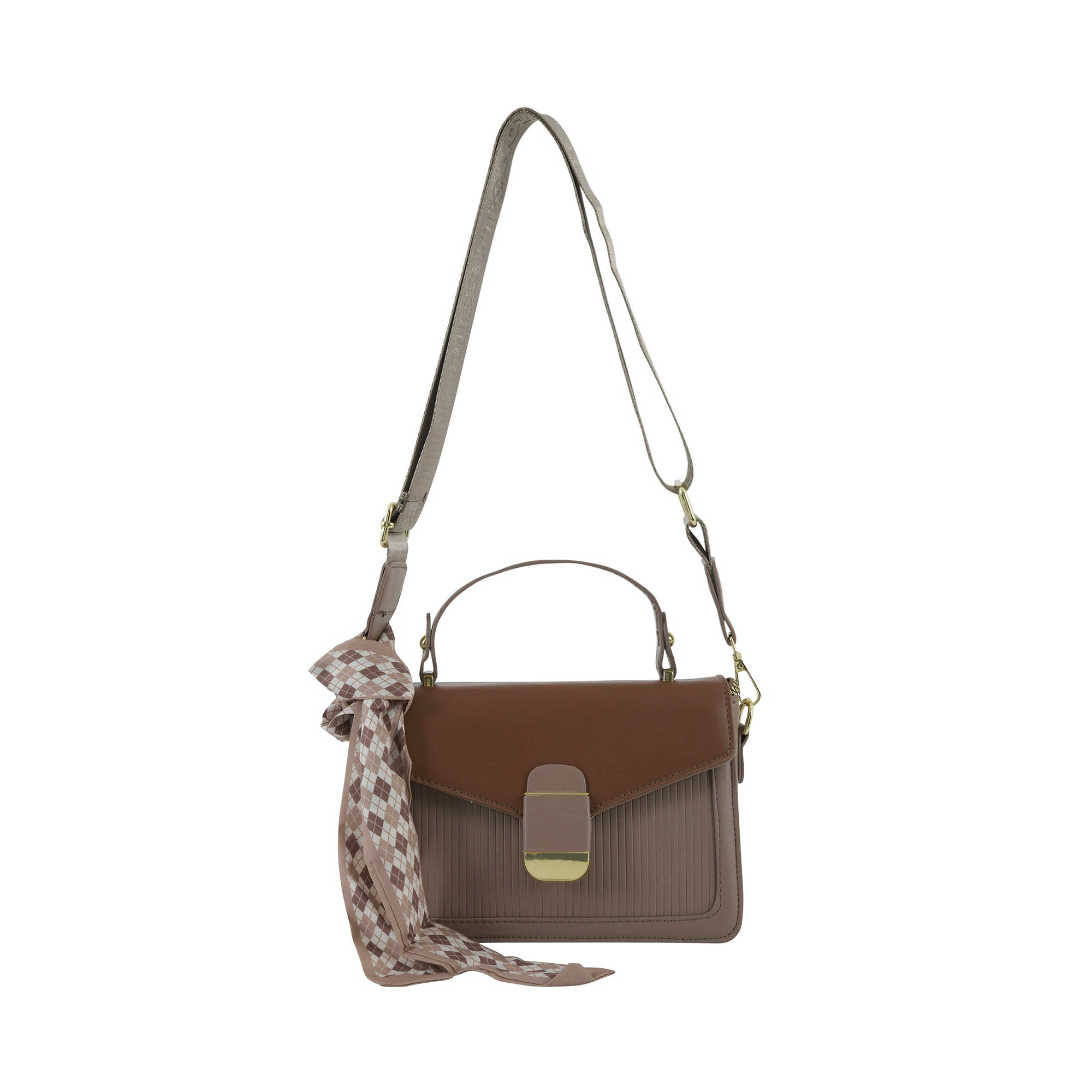 Taupe & Brown Structured Top-Handle Sling Bag for Women | Elegant Everyday Handbag