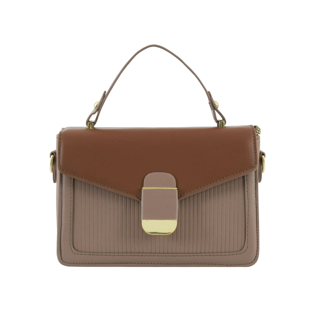 Taupe & Brown Structured Top-Handle Sling Bag for Women | Elegant Everyday Handbag