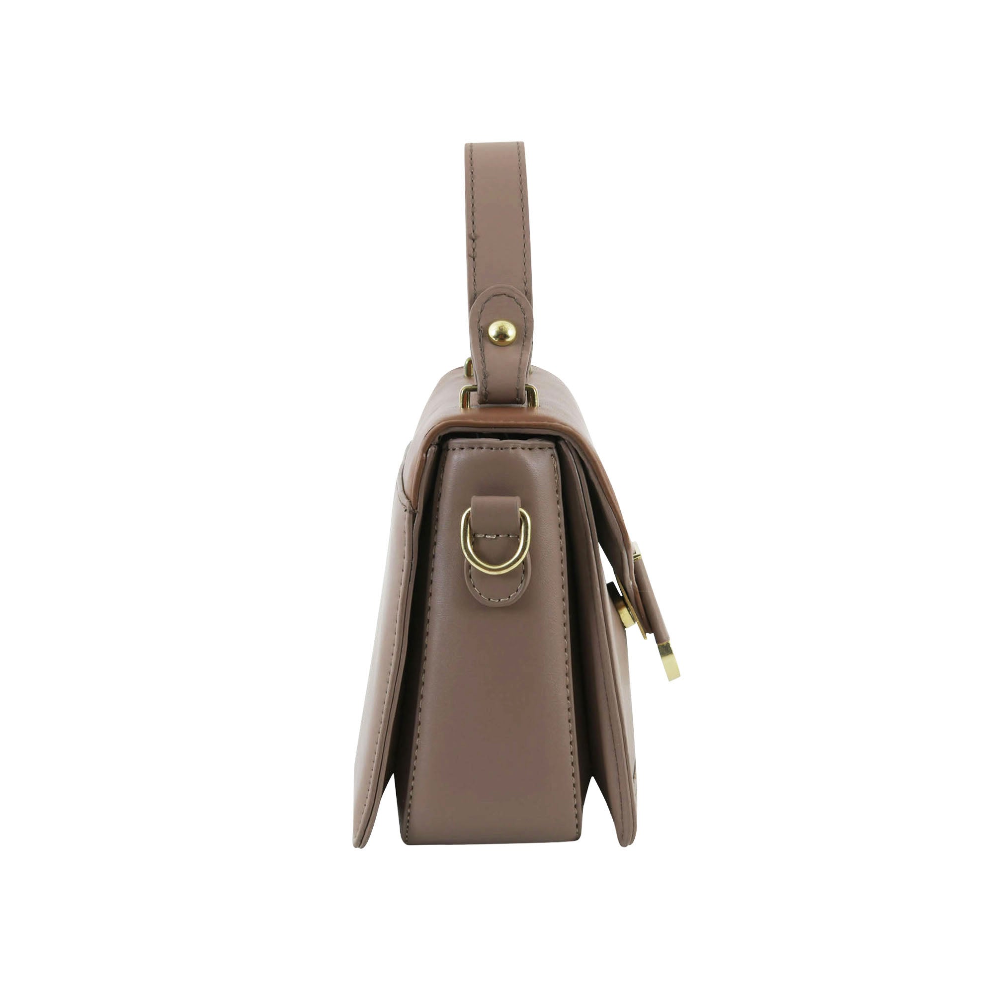 Taupe & Brown Structured Top-Handle Sling Bag for Women | Elegant Everyday Handbag