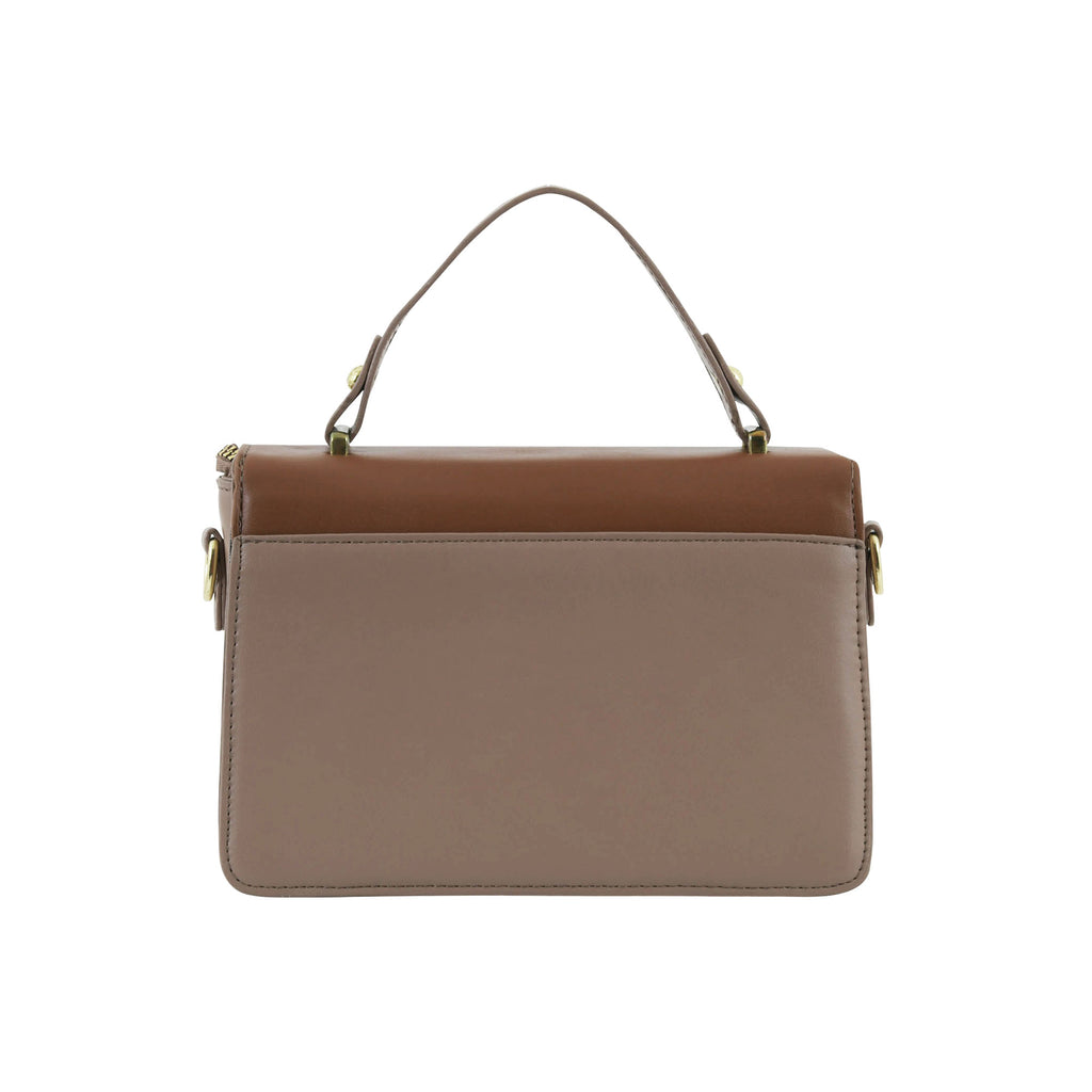 Taupe & Brown Structured Top-Handle Sling Bag for Women | Elegant Everyday Handbag