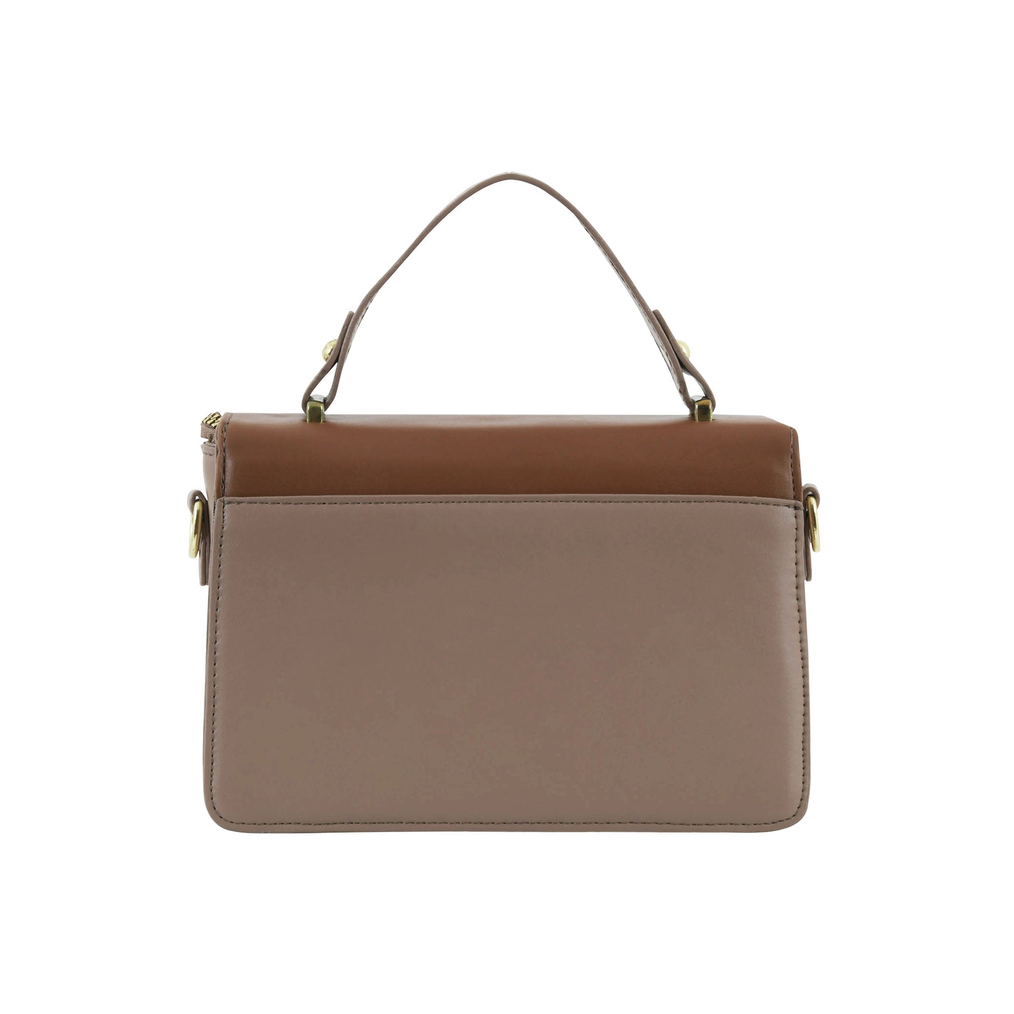 Taupe & Brown Structured Top-Handle Sling Bag for Women | Elegant Everyday Handbag