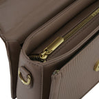 Taupe & Brown Structured Top-Handle Sling Bag for Women | Elegant Everyday Handbag