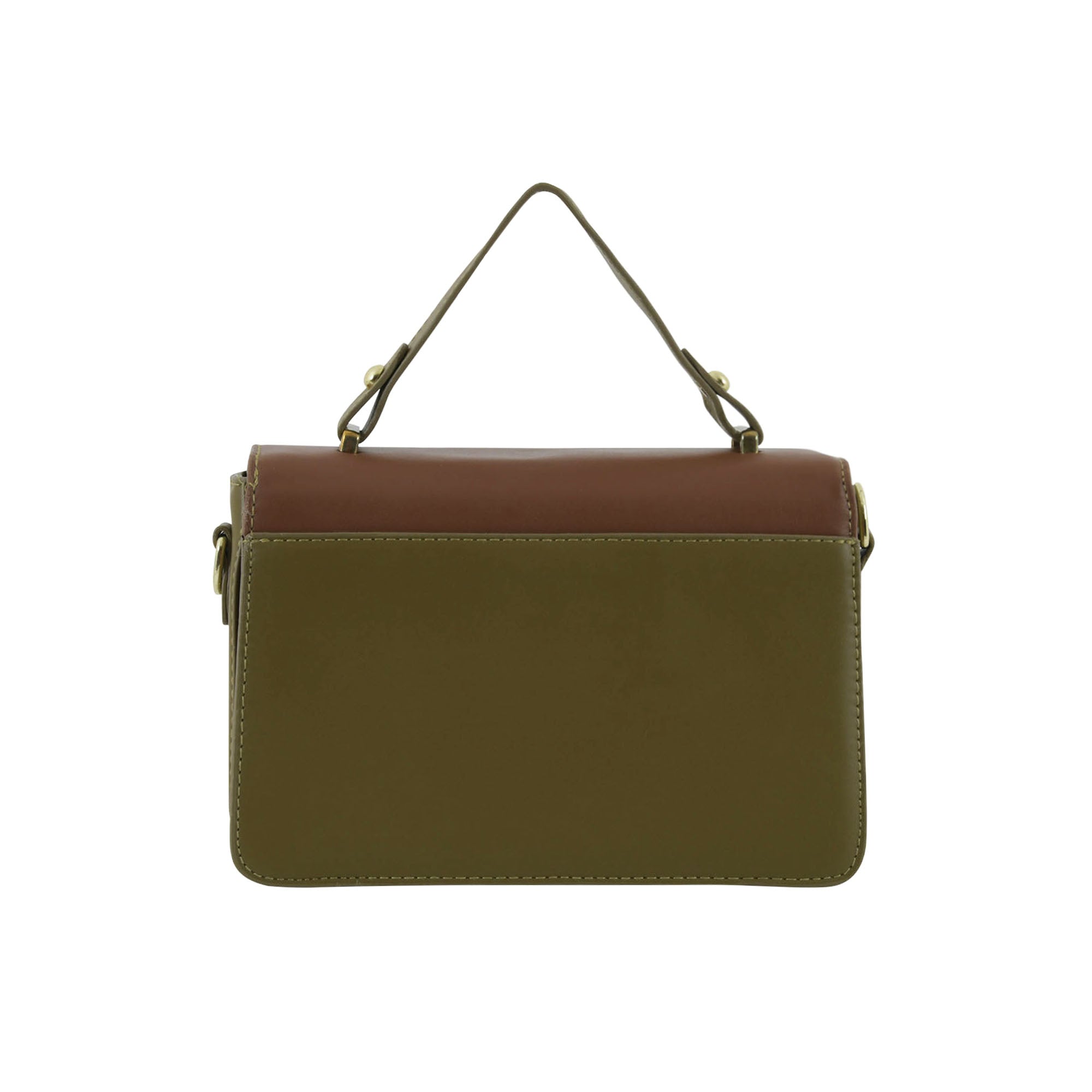 Olive & Brown Structured Top-Handle Sling Bag for Women | Elegant Dual-Tone Handbag