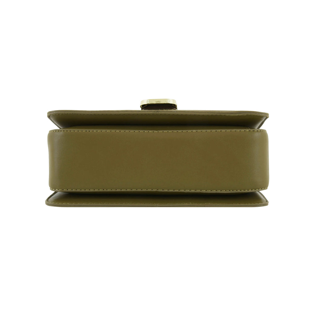 Olive & Brown Structured Top-Handle Sling Bag for Women | Elegant Dual-Tone Handbag