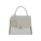 Ivory Textured Top-Handle Handbag with Gold Hardware