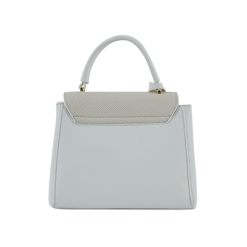 Ivory Textured Top-Handle Handbag with Gold Hardware