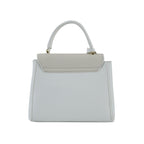 Ivory Textured Top-Handle Handbag with Gold Hardware