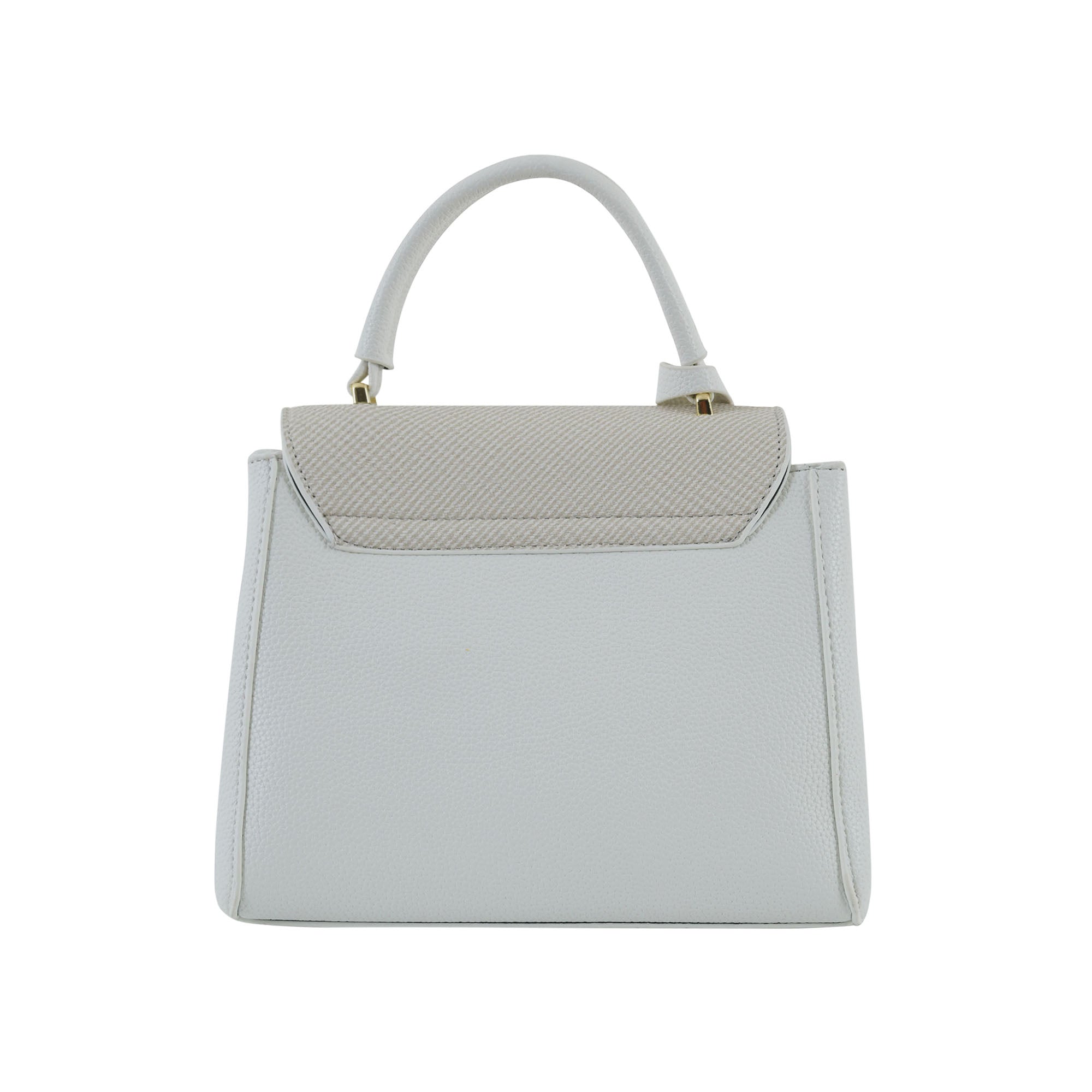 Ivory Textured Top-Handle Handbag with Gold Hardware