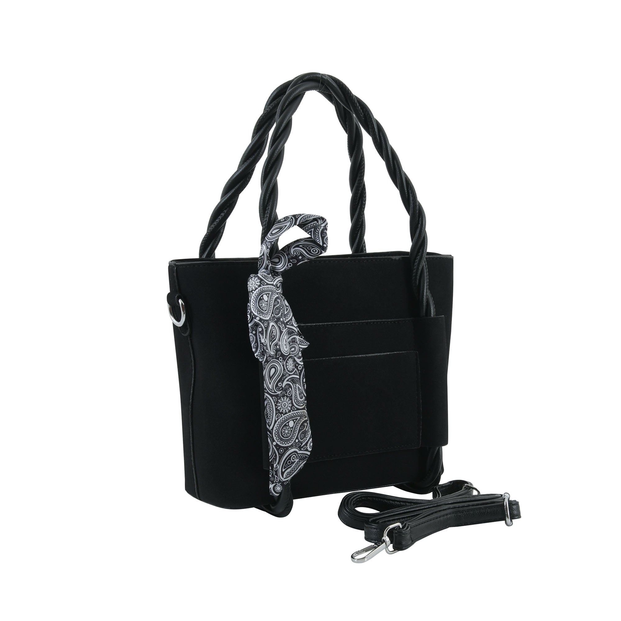 Black Braided Velvet Luxury Handbag