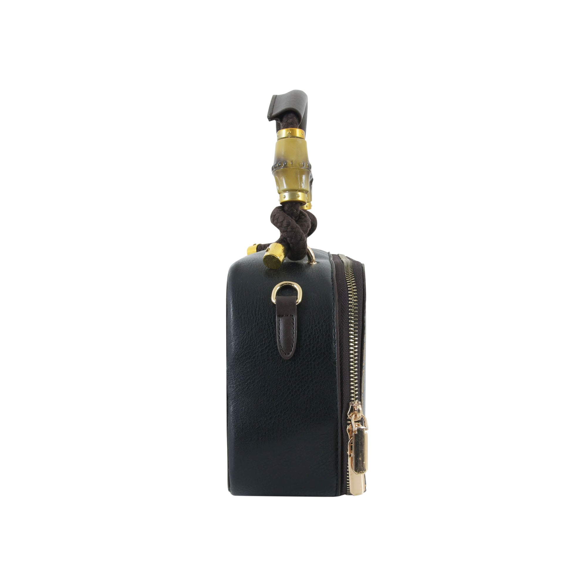 Brown Artisanal Top-Handle Bag with Mandala Detail