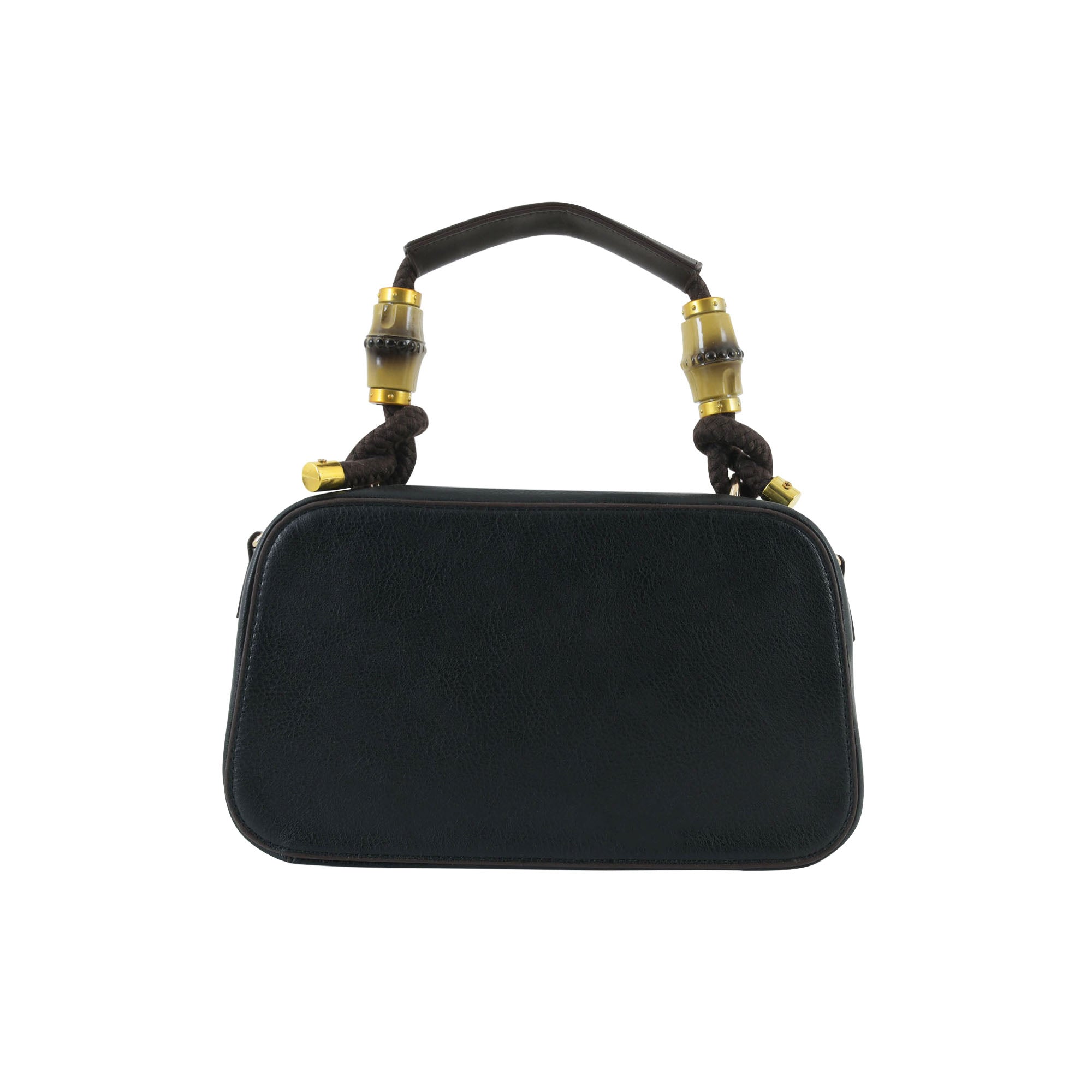 Brown Artisanal Top-Handle Bag with Mandala Detail