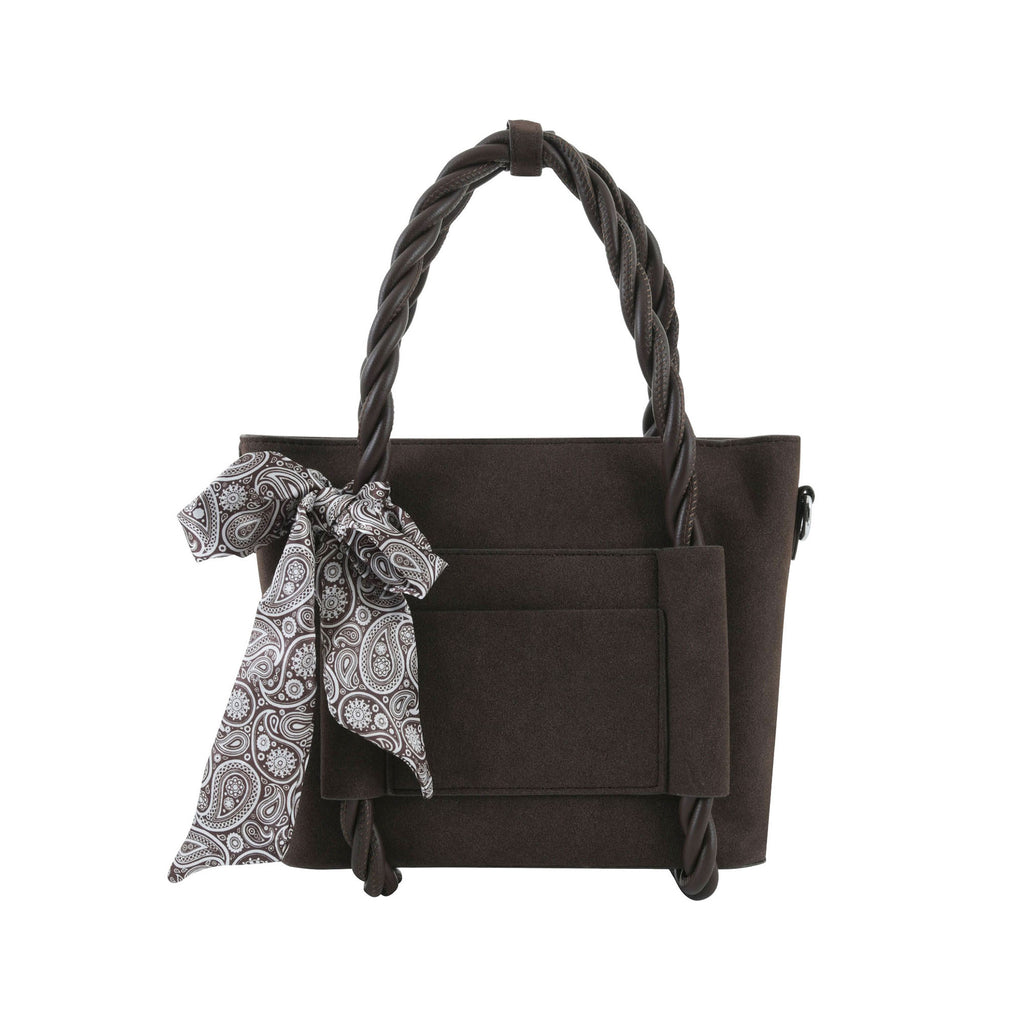 Brown Braided Velvet Luxury Handbag