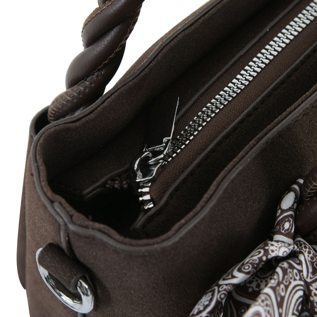 Brown Braided Velvet Luxury Handbag
