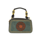 Emerald Green Artisanal Top-Handle Bag with Mandala Design