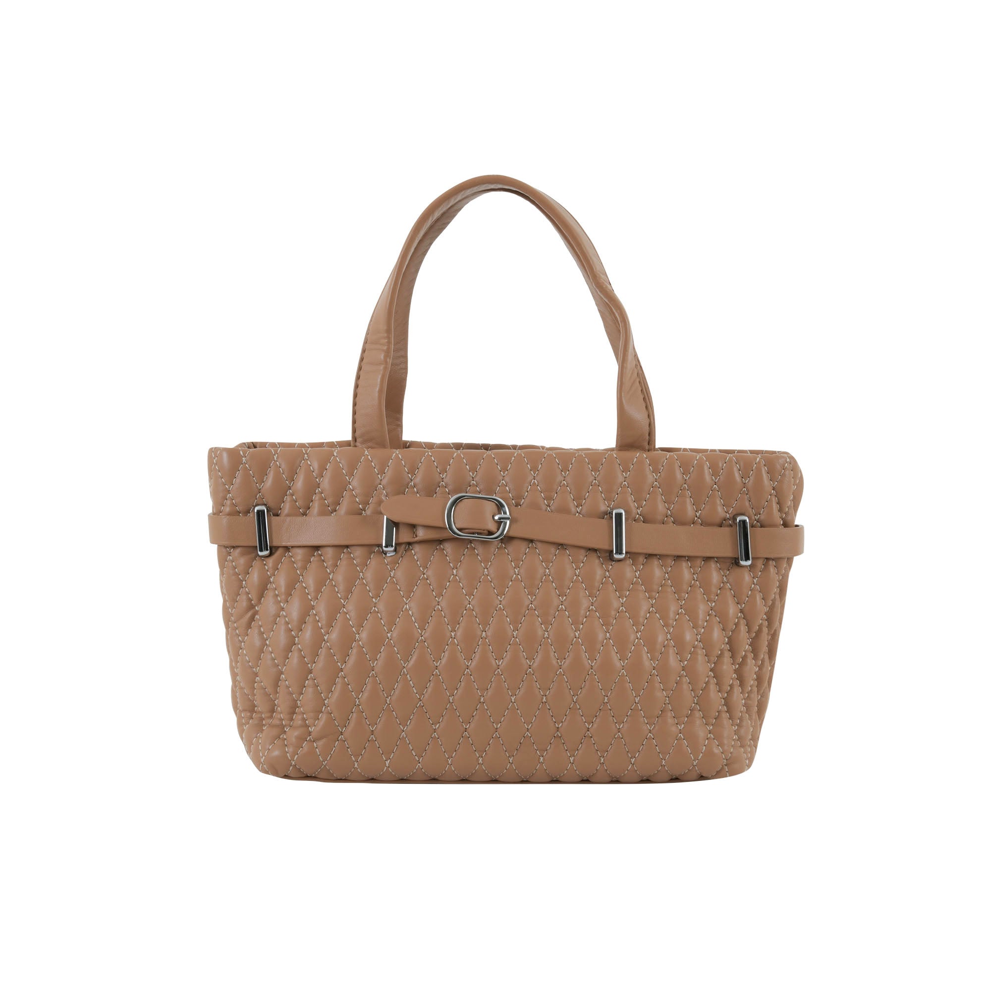 Blush Quilted Party Bag- Coffee Brown