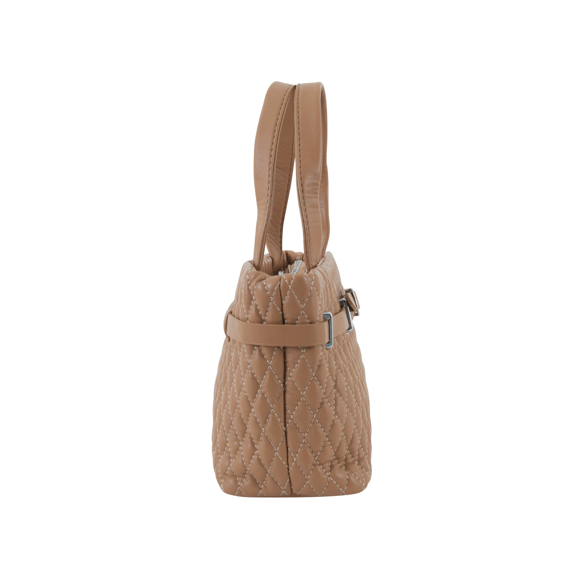 Blush Quilted Party Bag- Coffee Brown