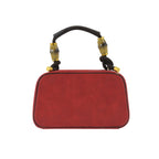 Crimson Red Artisanal Top-Handle Bag with Mandala Design