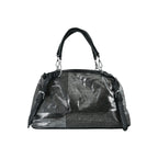 Metallic Black Textured Shoulder Handbag
