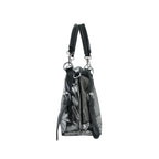 Metallic Black Textured Shoulder Handbag