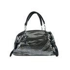 Metallic Black Textured Shoulder Handbag