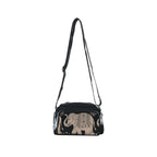 Elegant Crossbody Bag with Handcrafted Elephant Motif | Premium Black Sling