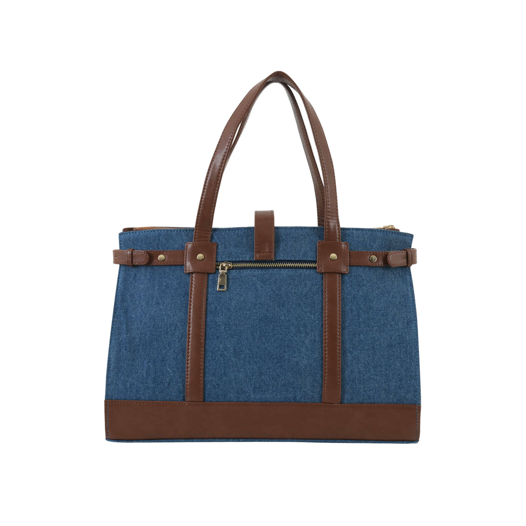 Denim Luxury Blue and Tan Tote