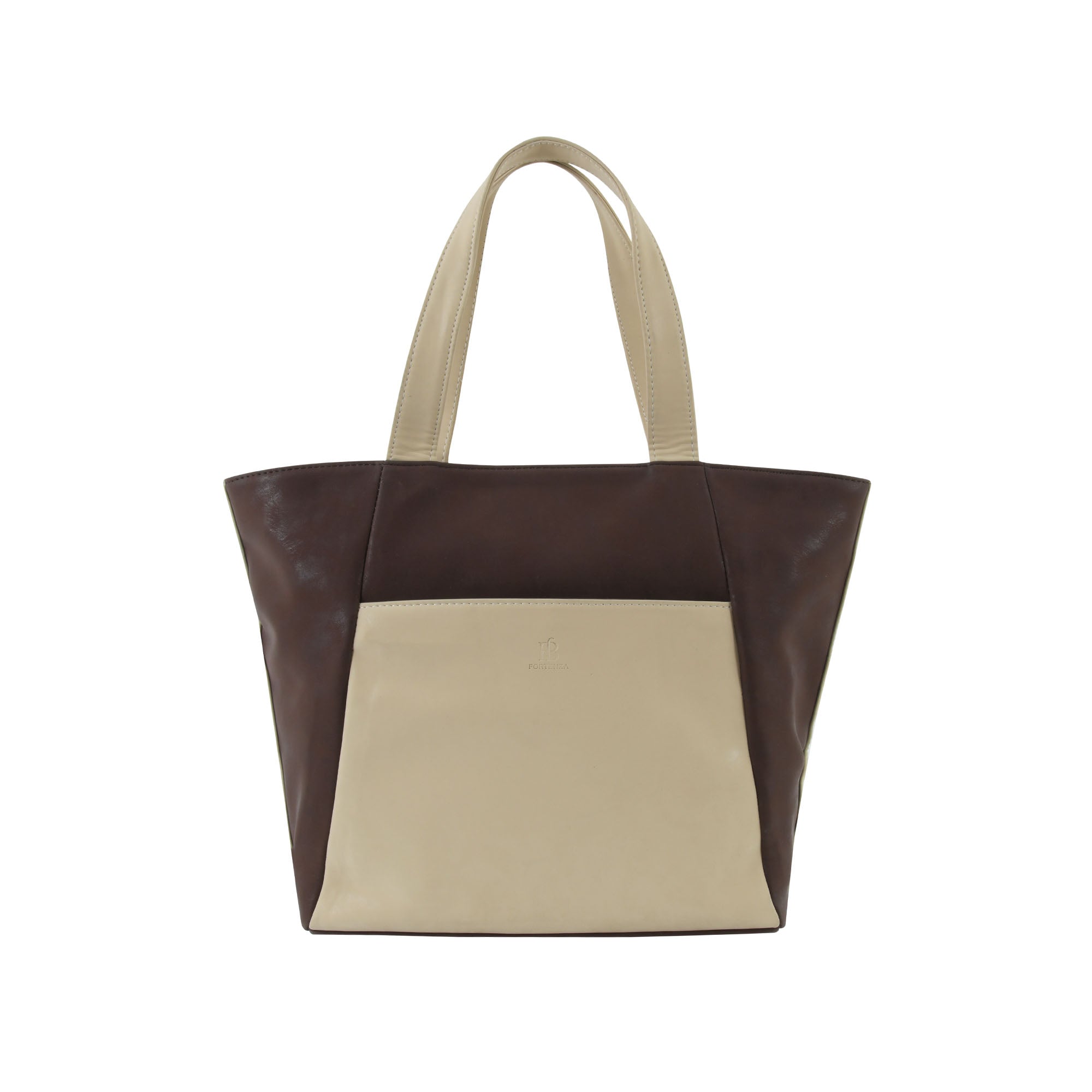 Dual Luxury Tote - Beige and Brown