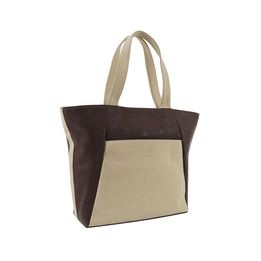 Dual Luxury Tote - Beige and Brown
