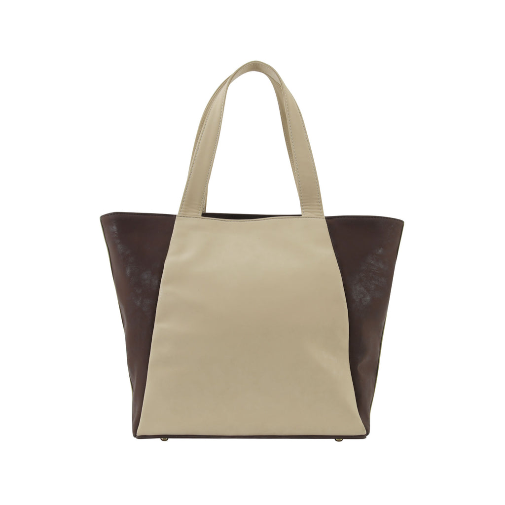 Dual Luxury Tote - Beige and Brown