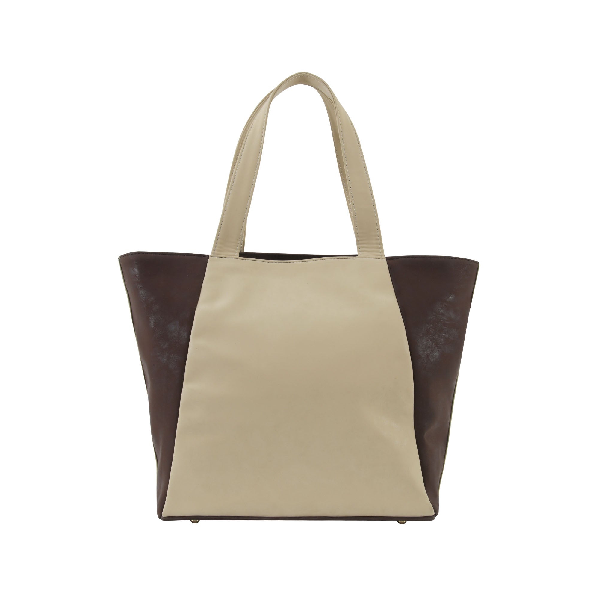 Dual Luxury Tote - Beige and Brown