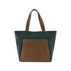 Dual Luxury Tote - Dark green and Tan