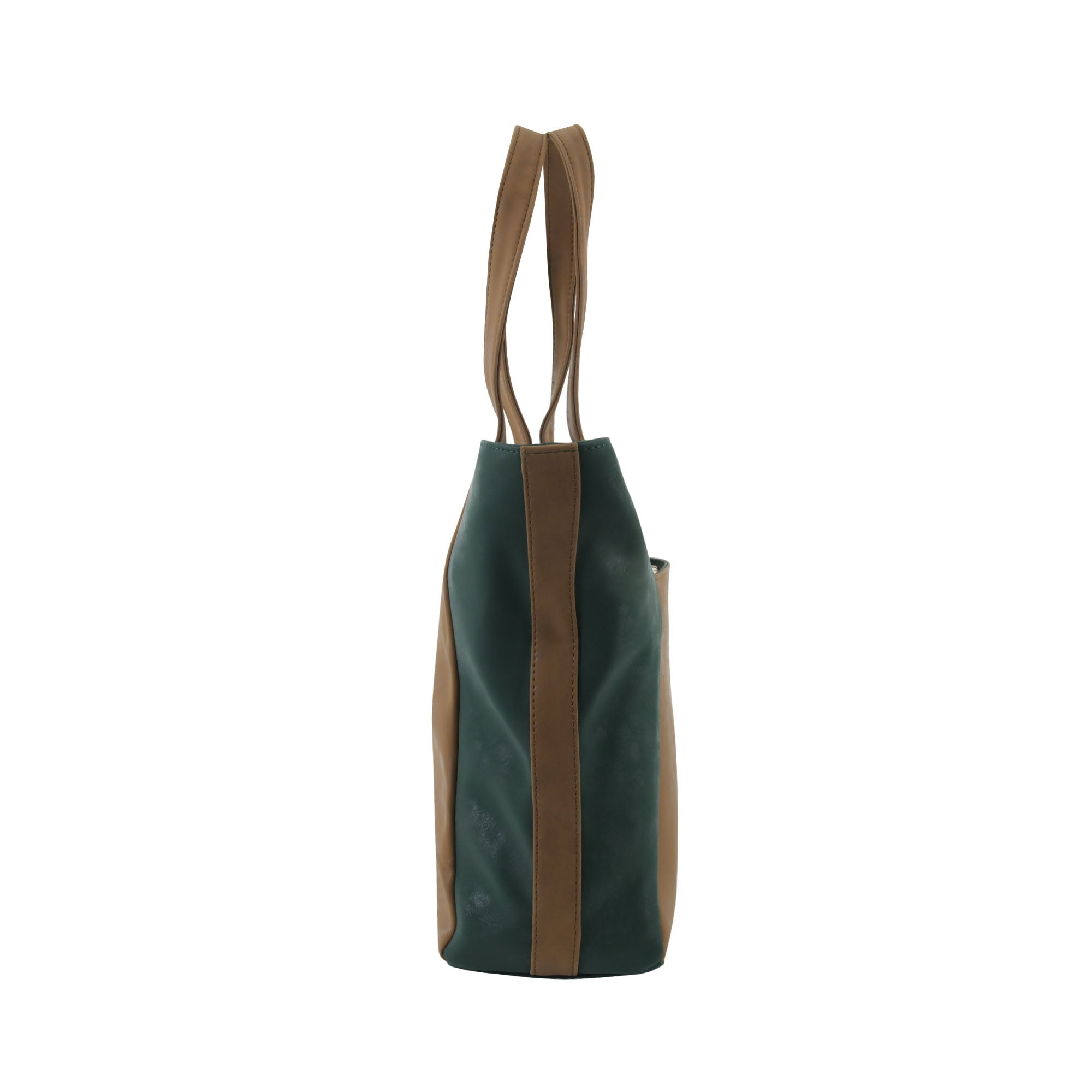 Dual Luxury Tote - Dark green and Tan