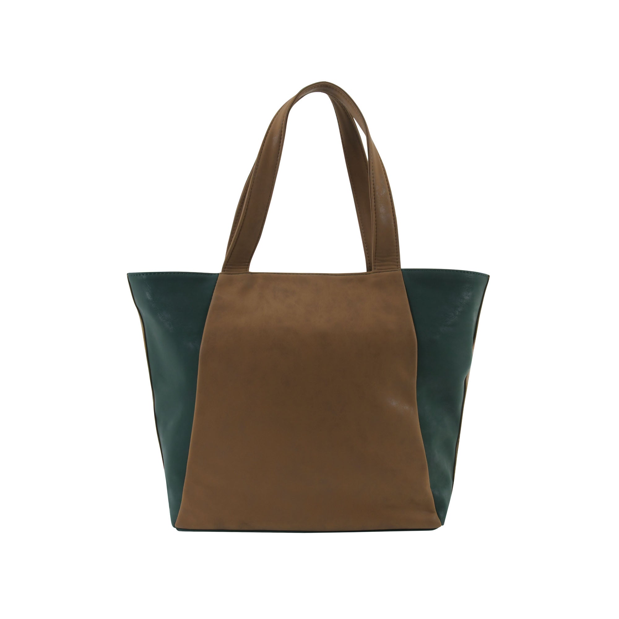 Dual Luxury Tote - Dark green and Tan