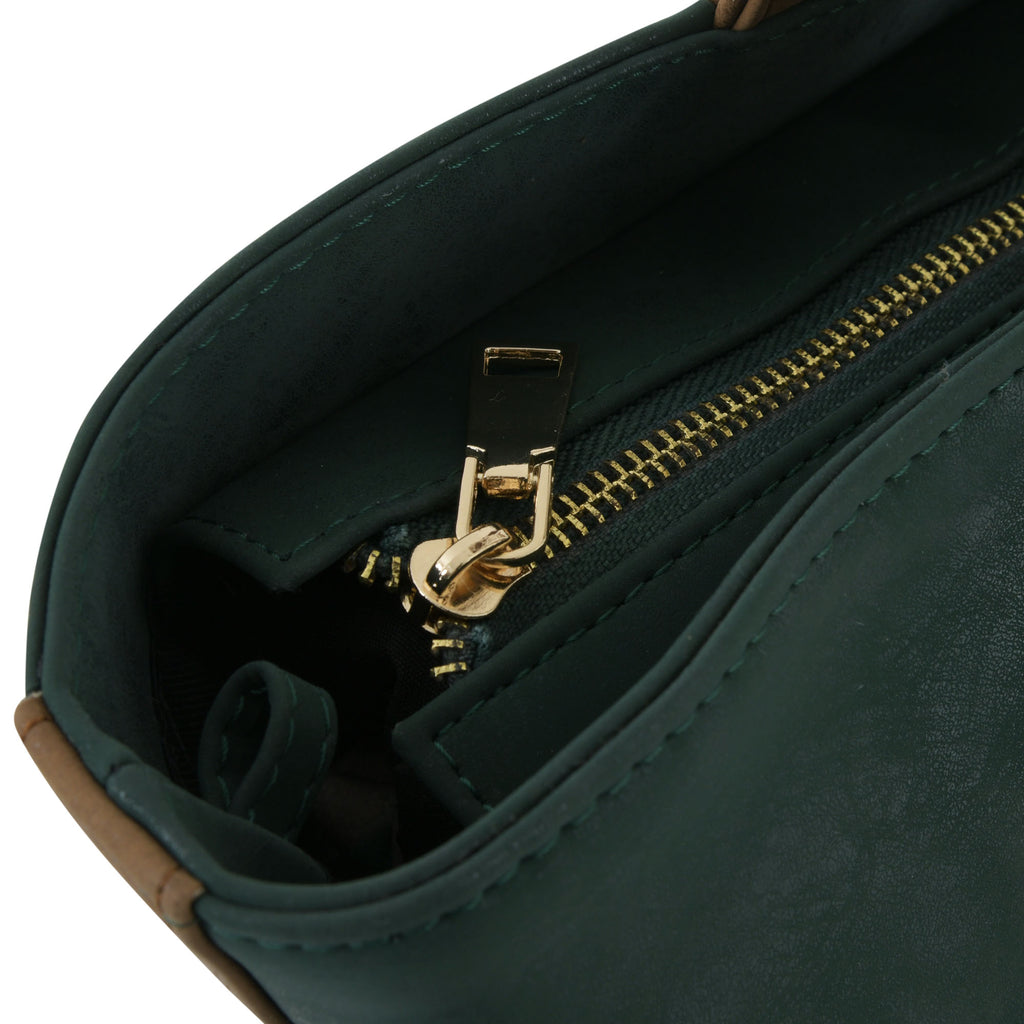 Dual Luxury Tote - Dark green and Tan