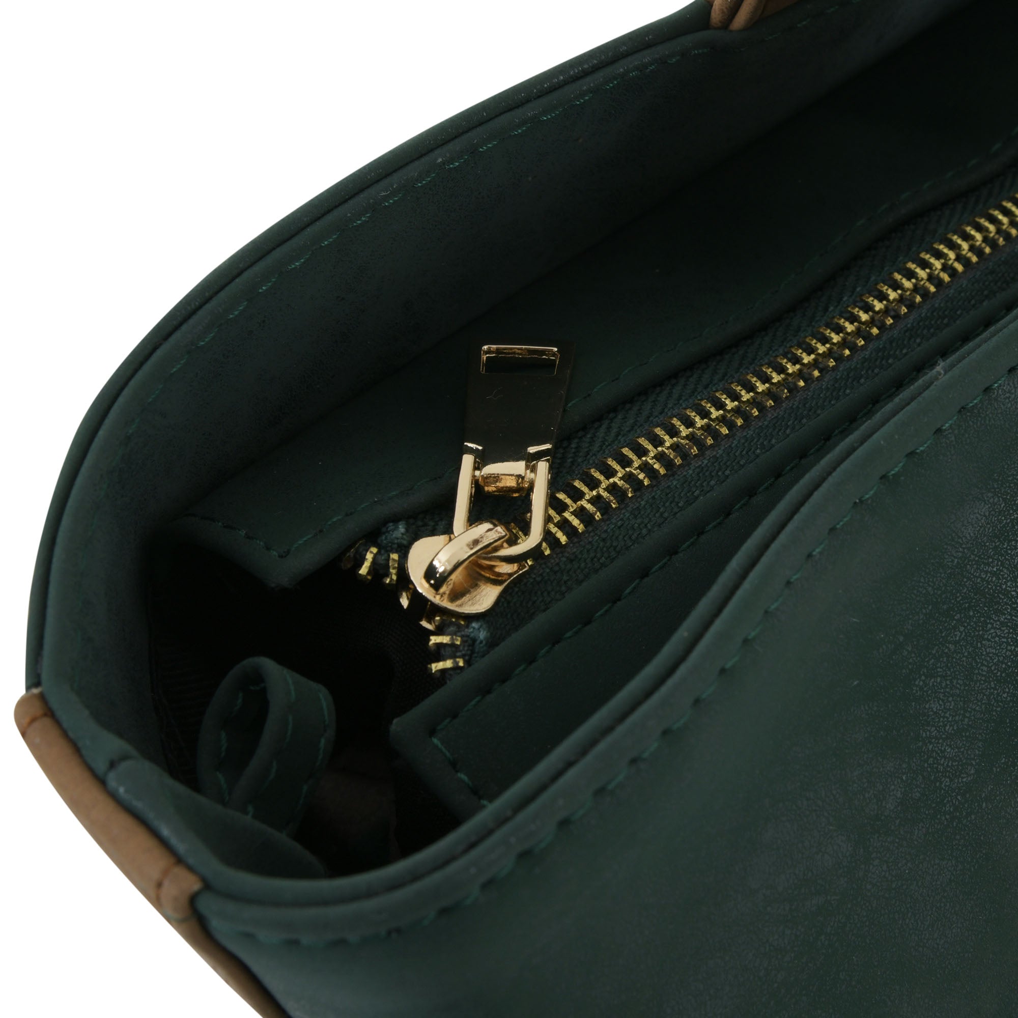 Dual Luxury Tote - Dark green and Tan