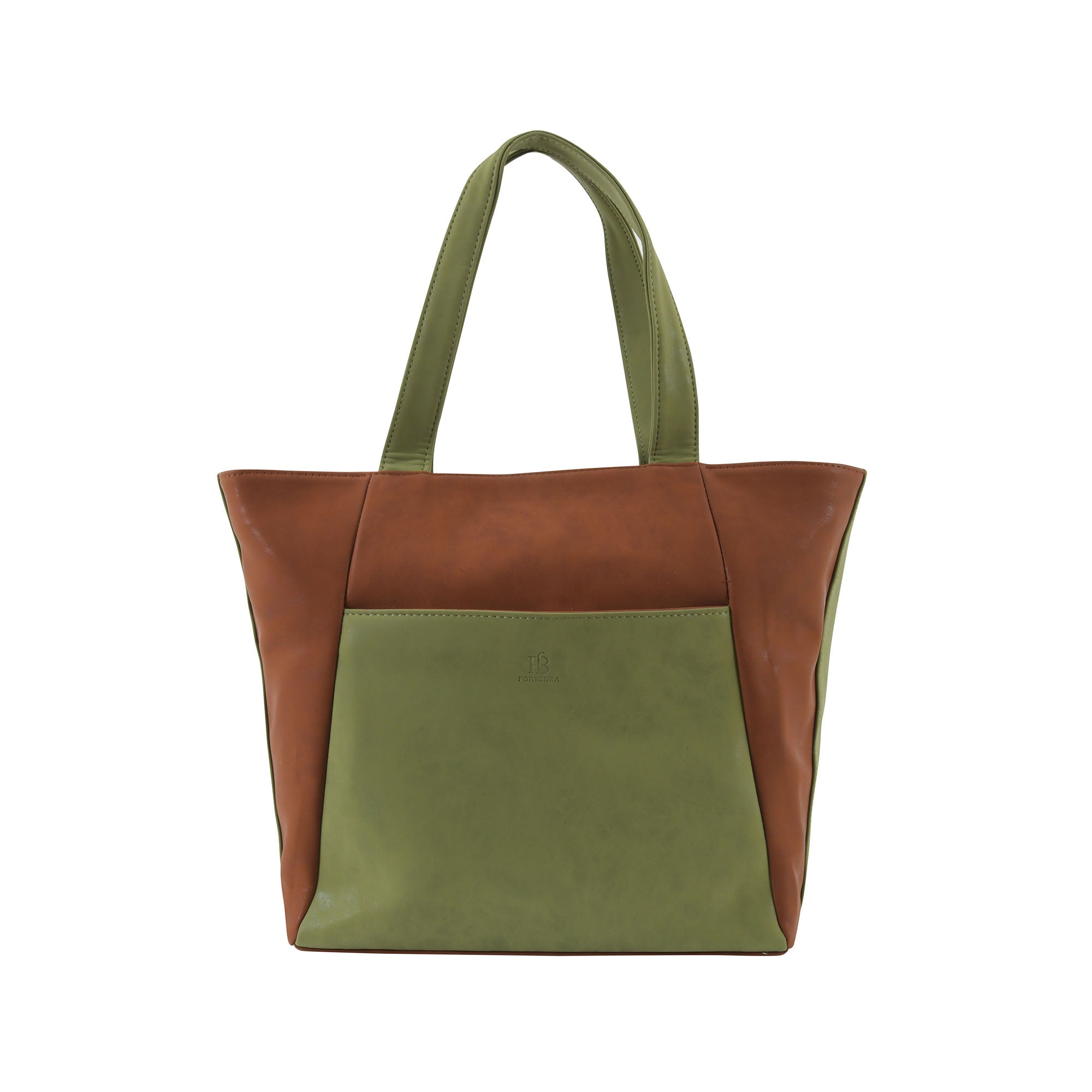 Dual Luxury Tote - Tan and Green