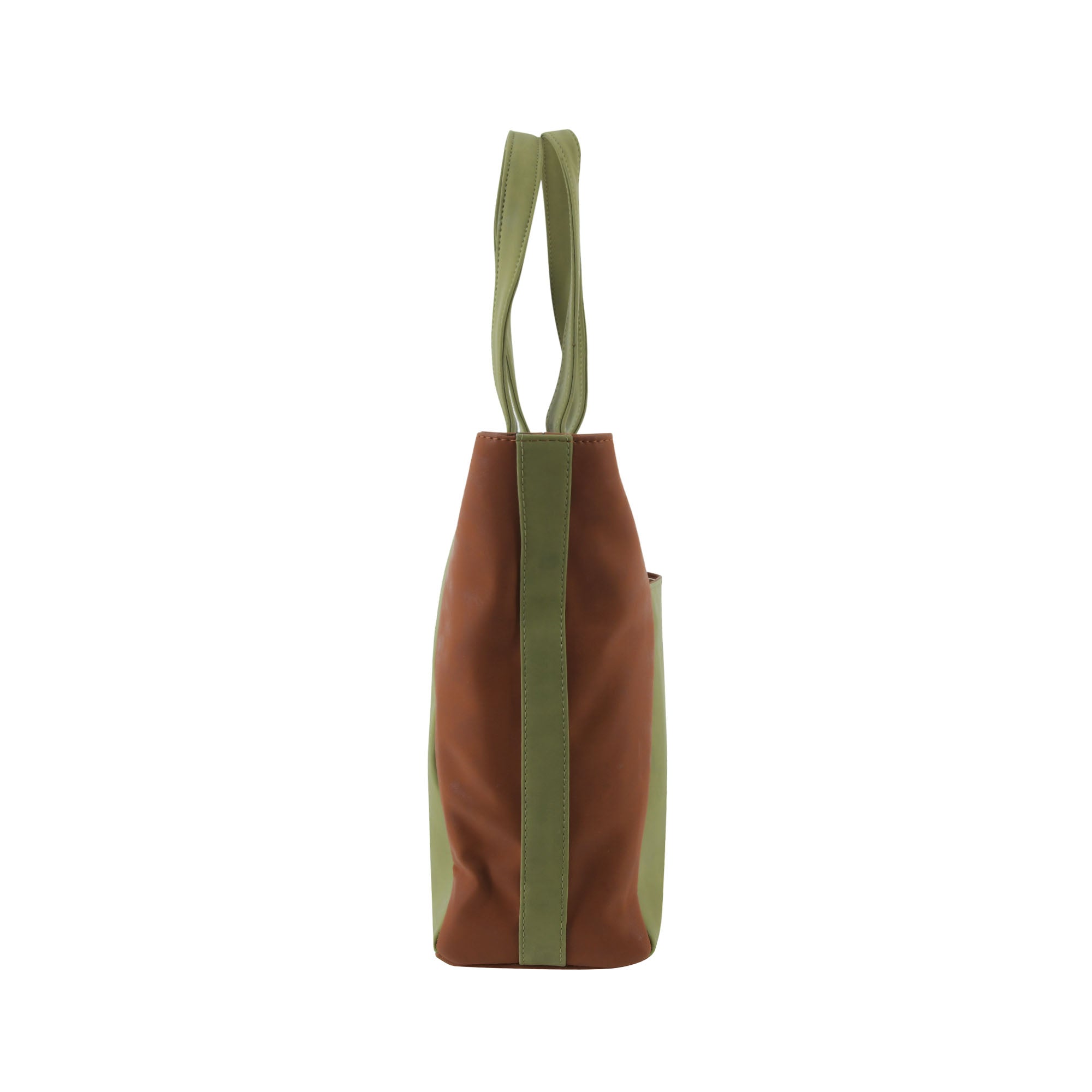 Dual Luxury Tote - Tan and Green
