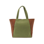 Dual Luxury Tote - Tan and Green